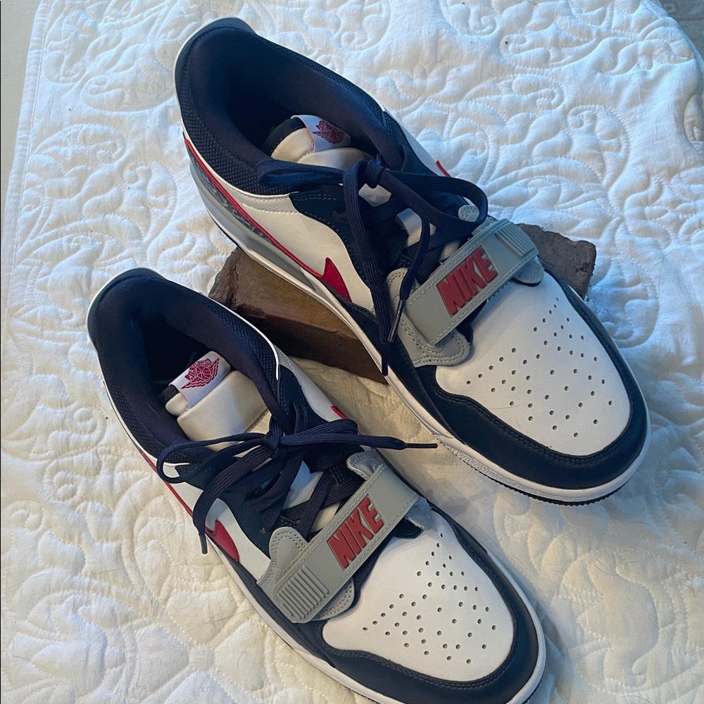 Nike Jordon Legacy 312 Low Athletic Shoes - White, Navy, Red